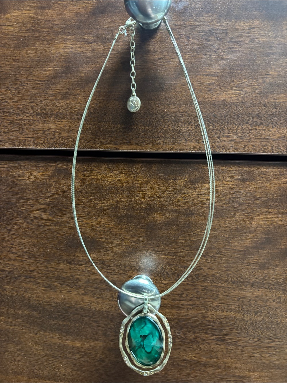 Jones New York Silver-Tone Necklace with Teal Pendant